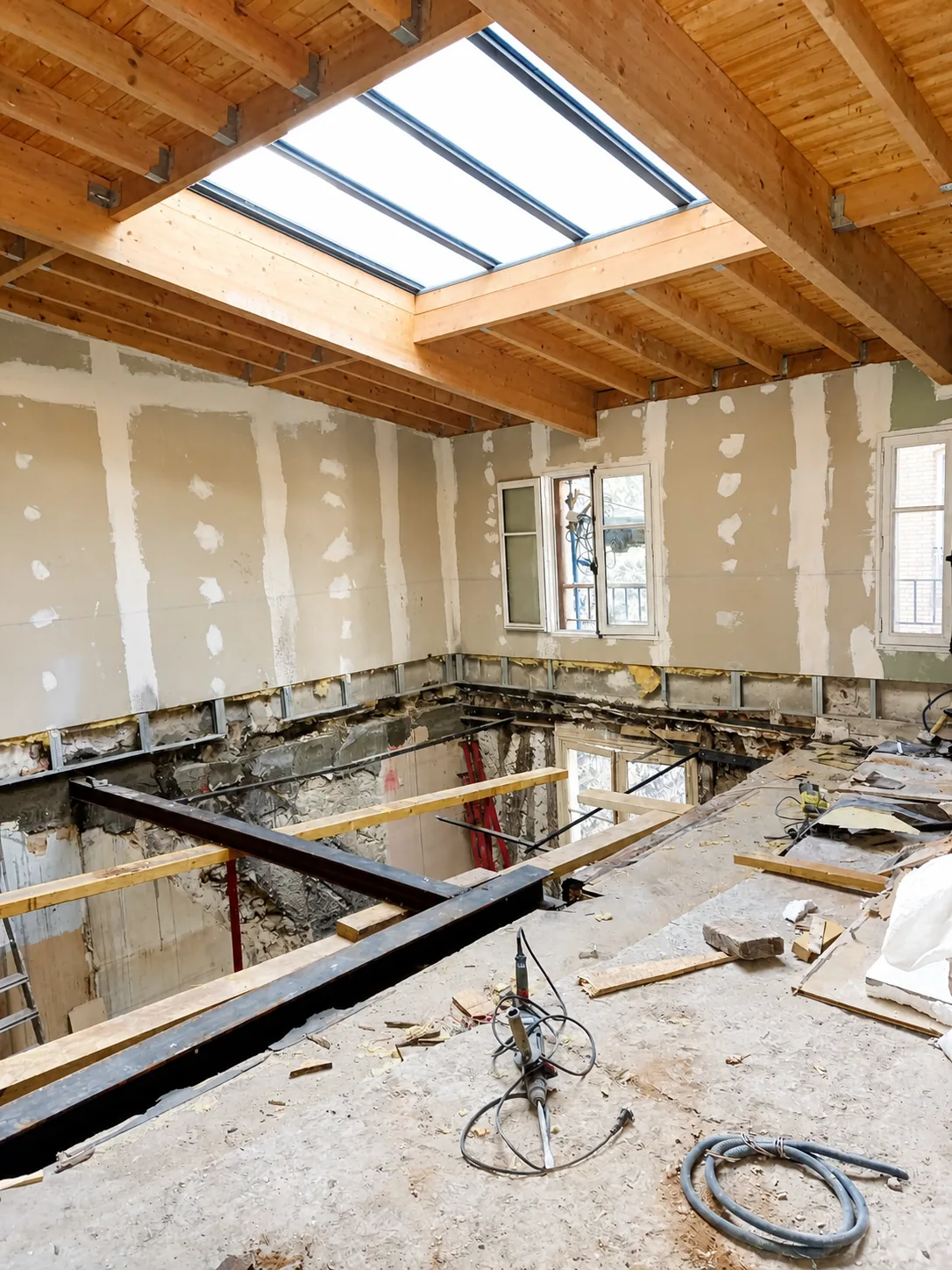Travaux de toiture et structure bois avec verrière sur un immeuble rénové à Paris 17e