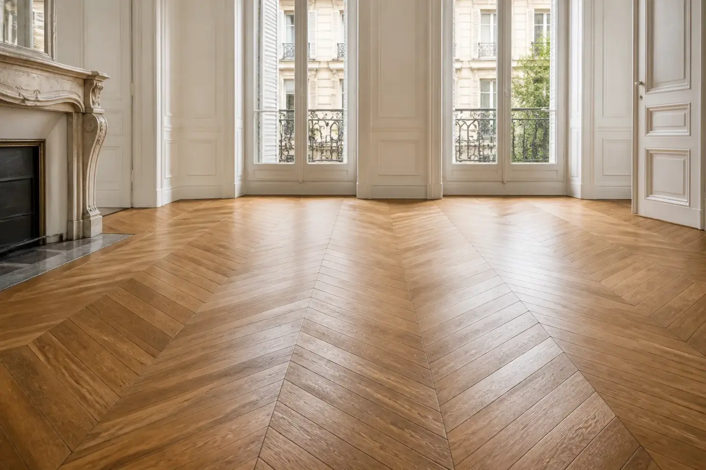 Parquet et finitions d’un appartement parisien rénové par InnovDécor SARL